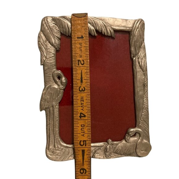 Art Nouveau Style Pewter Flamingo Picture Photo Frame With Baby Flamingo - Picture 4 of 5